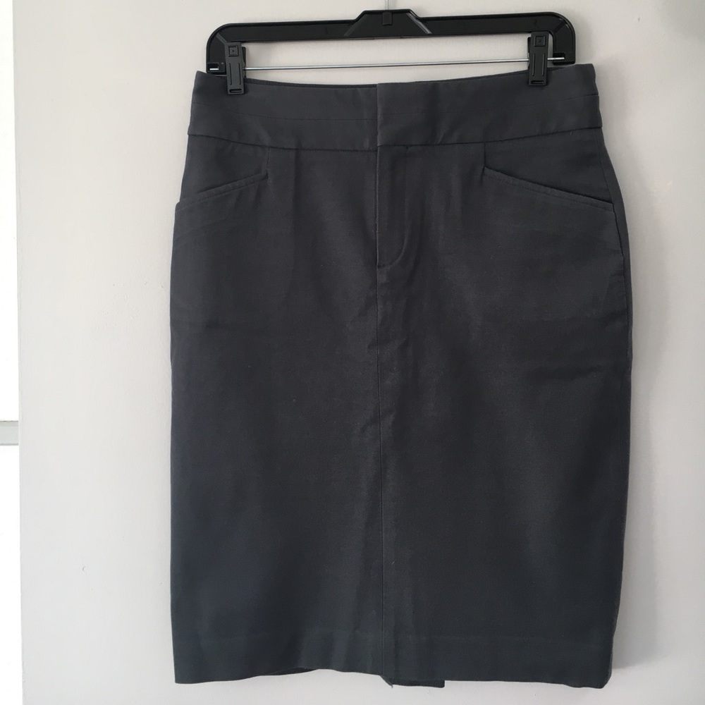 Banana Republic:  gray pencil skirt with back slit